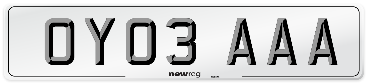 OY03 AAA Number Plate from New Reg